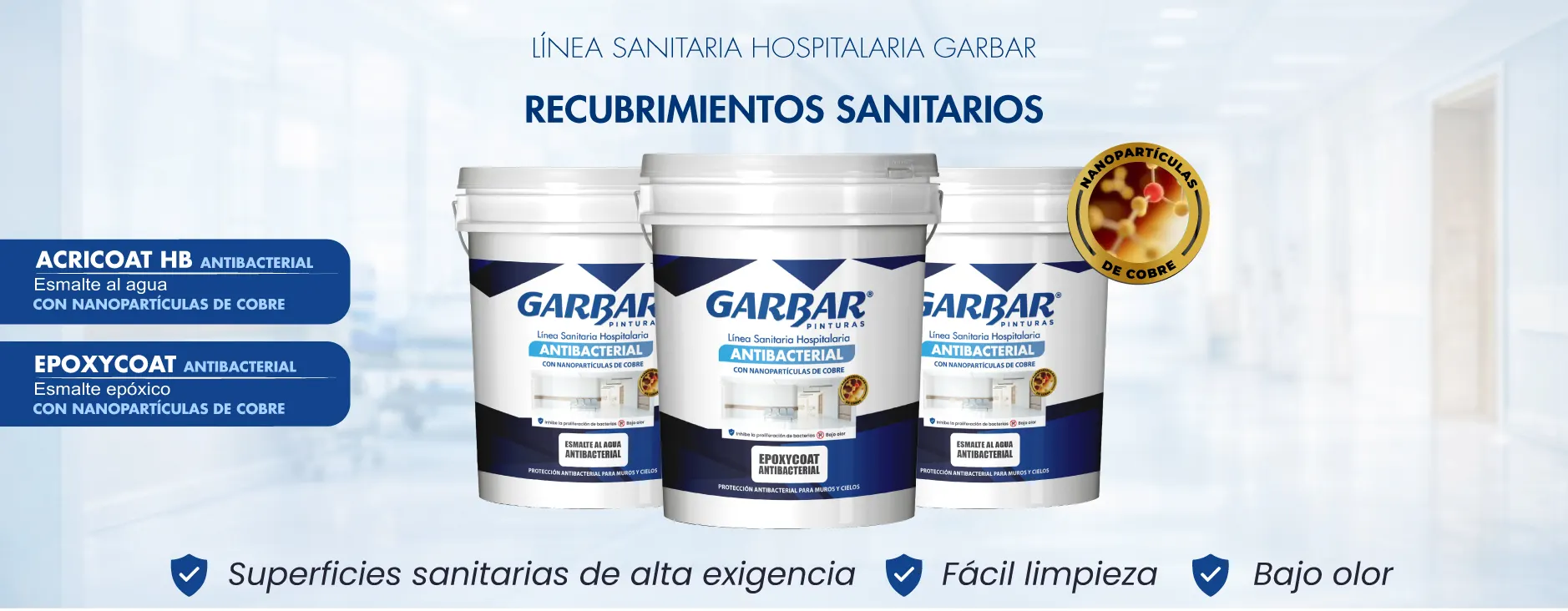 Línea Sanitaria Hospitalaria Garbar: recubrimientos antibacteriales con nanopartículas de cobre